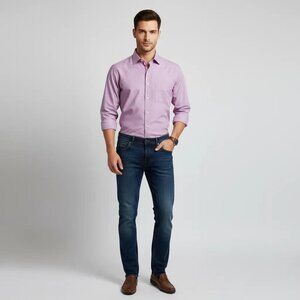 Touch Men's Truly Urban Gingham Plaid Long‎ Sleeve Formal Shirt Size 40 cm/15.5